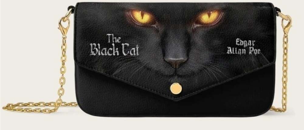 The Black Cat Chain Crossbody Bag Vegan Leather New Horror Halloween